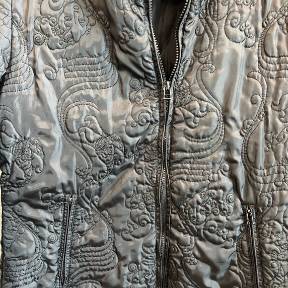 Vintage Boho Chico’s Design Black Quilted Embroidered Zip Jacket Size 1 M/L - Picture 4 of 6